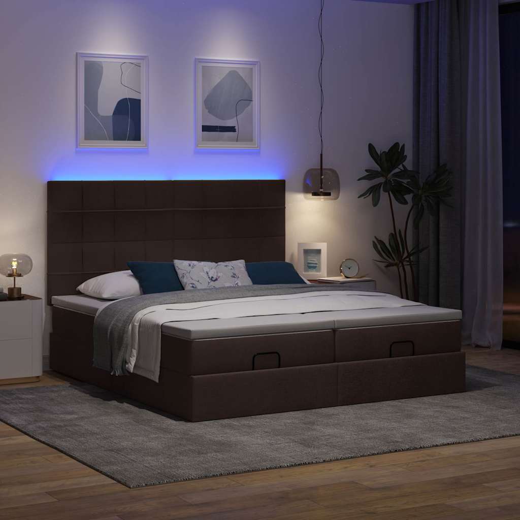 osmannisk sengeramme med madrasser 180x200 cm stof mørkebrun