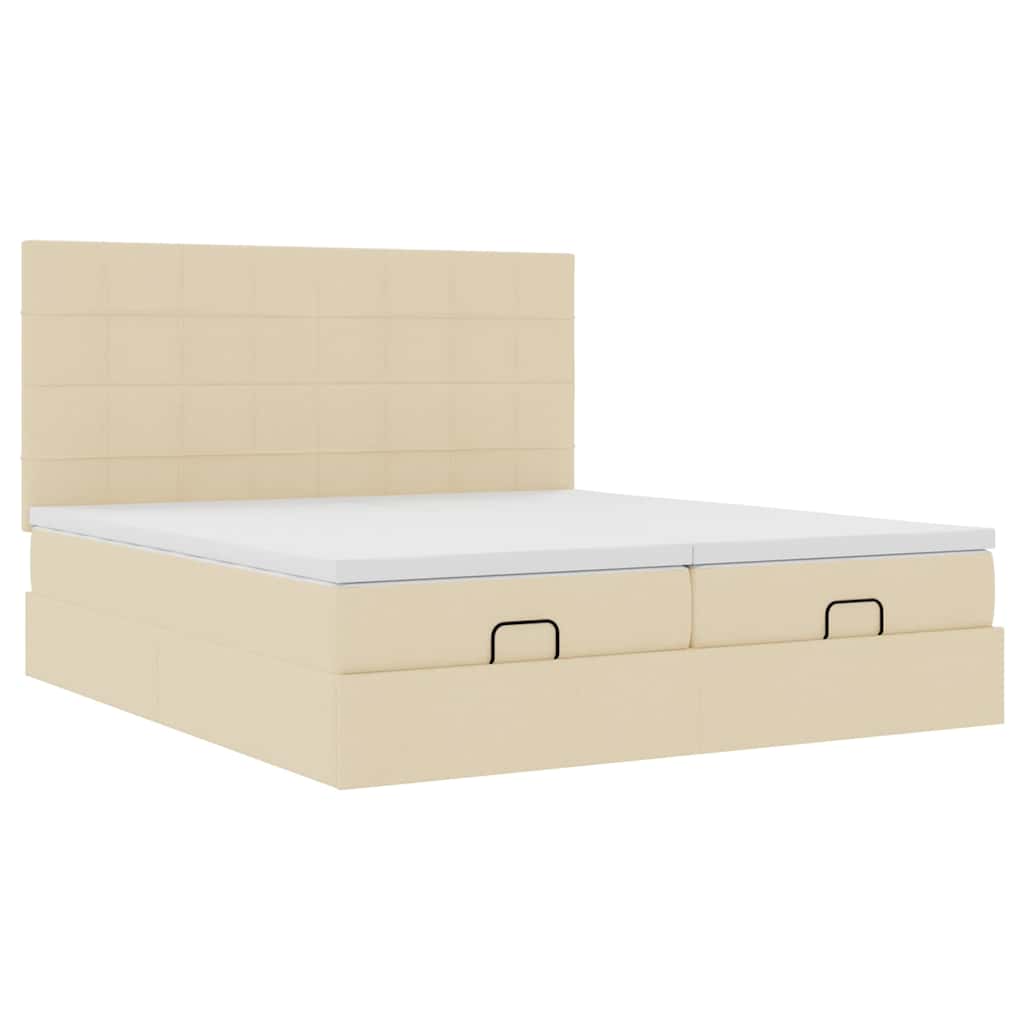 osmannisk sengeramme med madrasser 200x200 cm stof cremefarvet