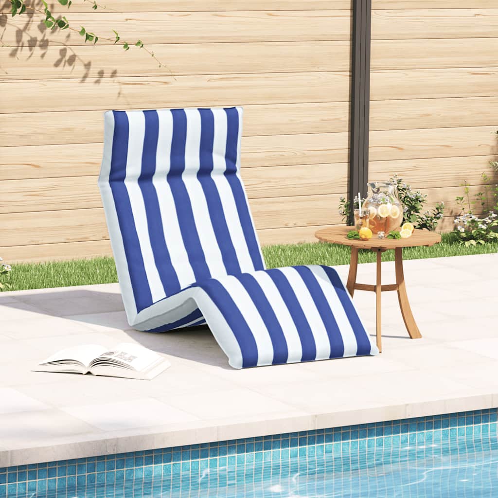 foldbar liggestol 175x54x8,5 cm oxfordstof blå og hvid