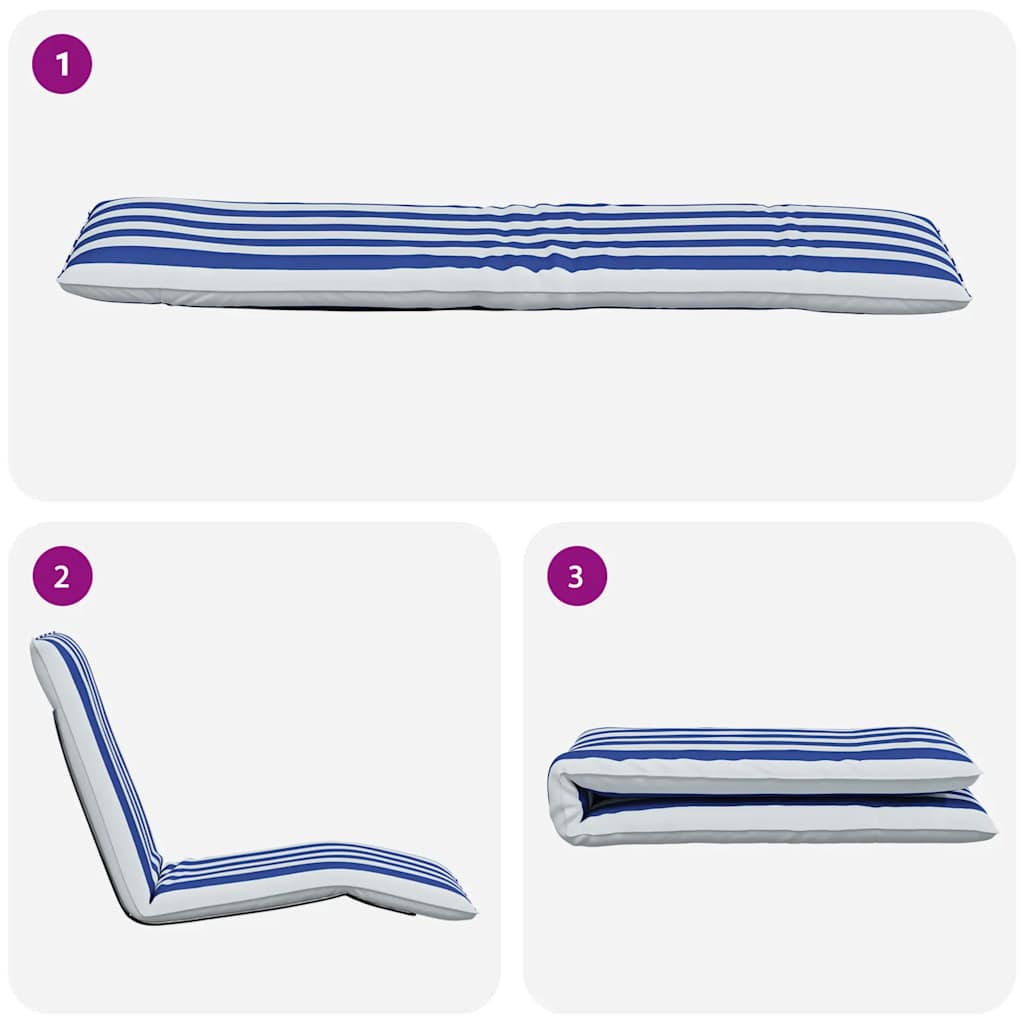 foldbar liggestol 175x54x8,5 cm oxfordstof blå og hvid