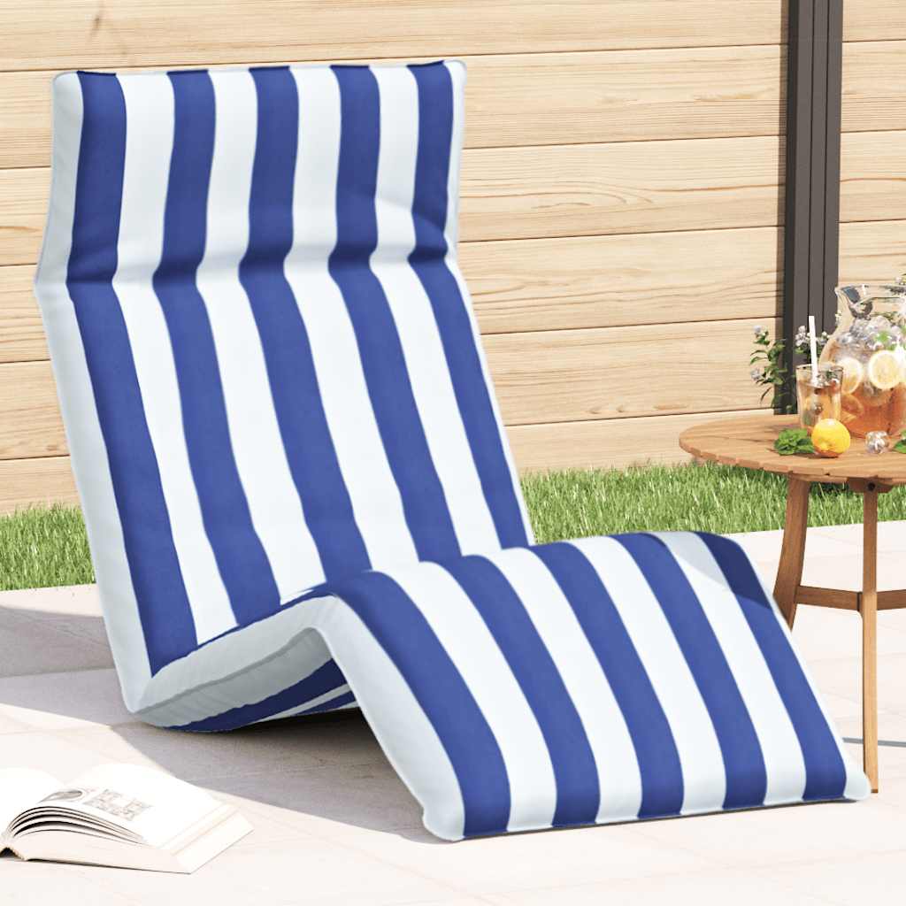 foldbar liggestol 175x54x8,5 cm oxfordstof blå og hvid