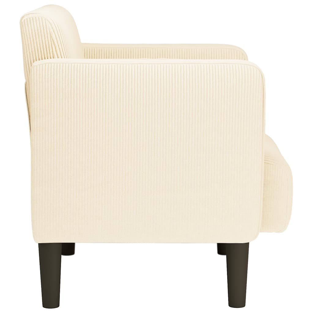 sofastol med armlæn 54 cm fløjlsstof cremefarvet