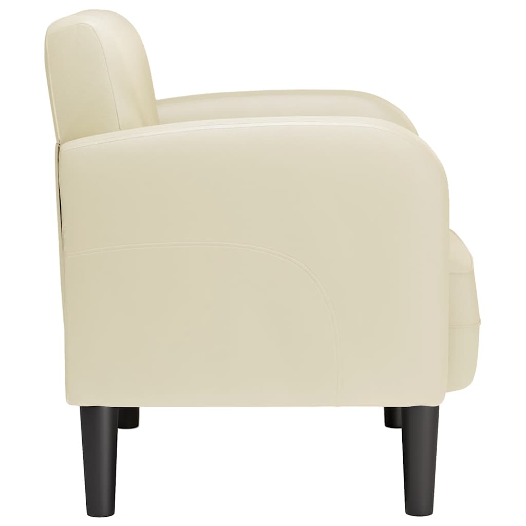 sofastol med armlæn 54 cm kunstlæder cremefarvet