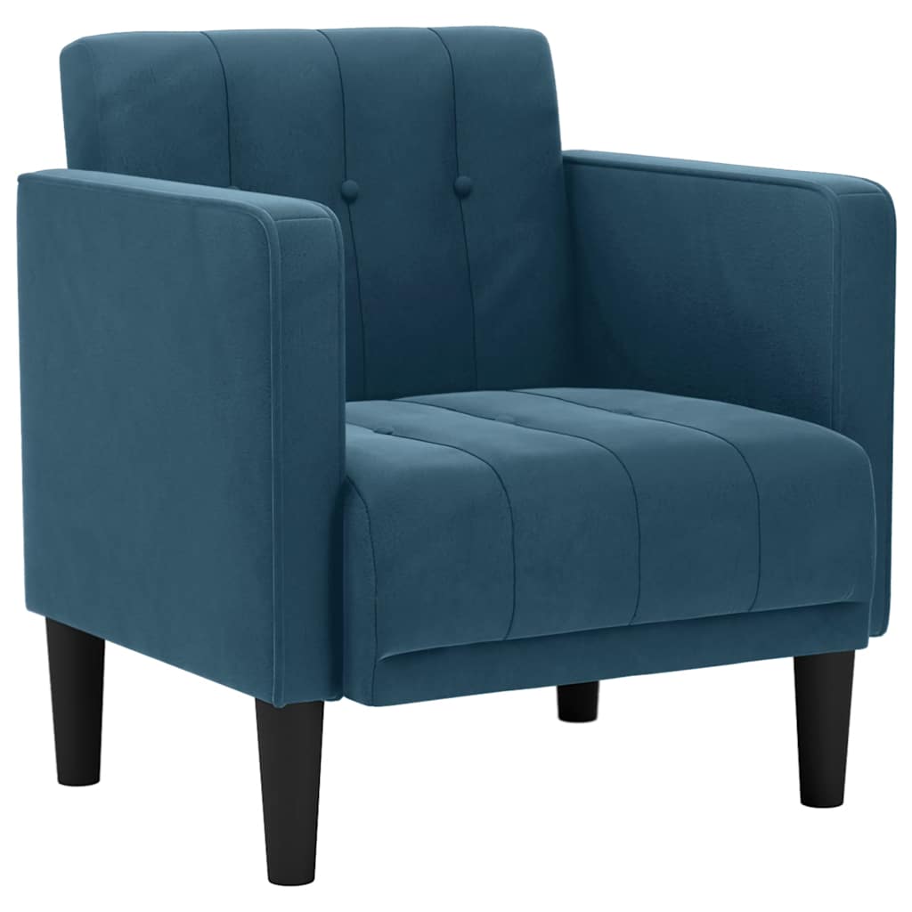 sofastol med armlæn 53 cm velour blå