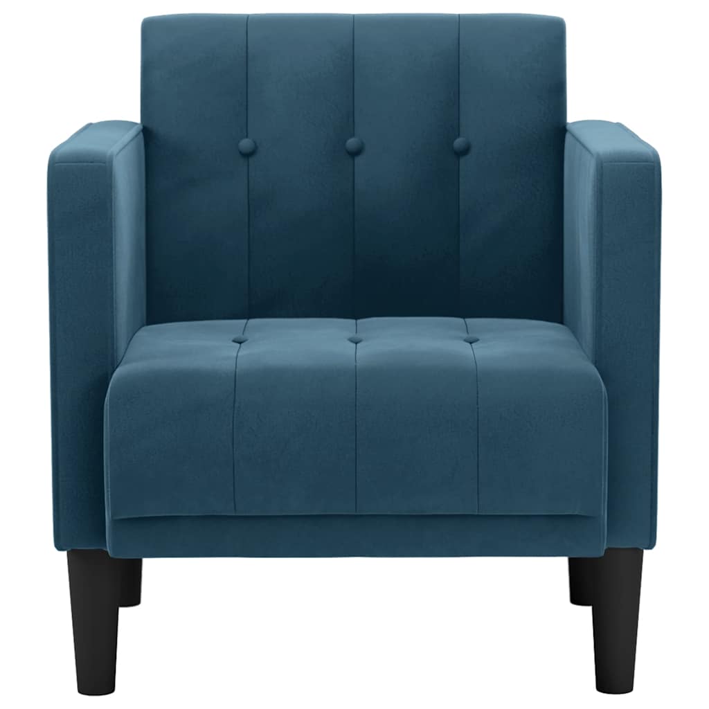 sofastol med armlæn 53 cm velour blå
