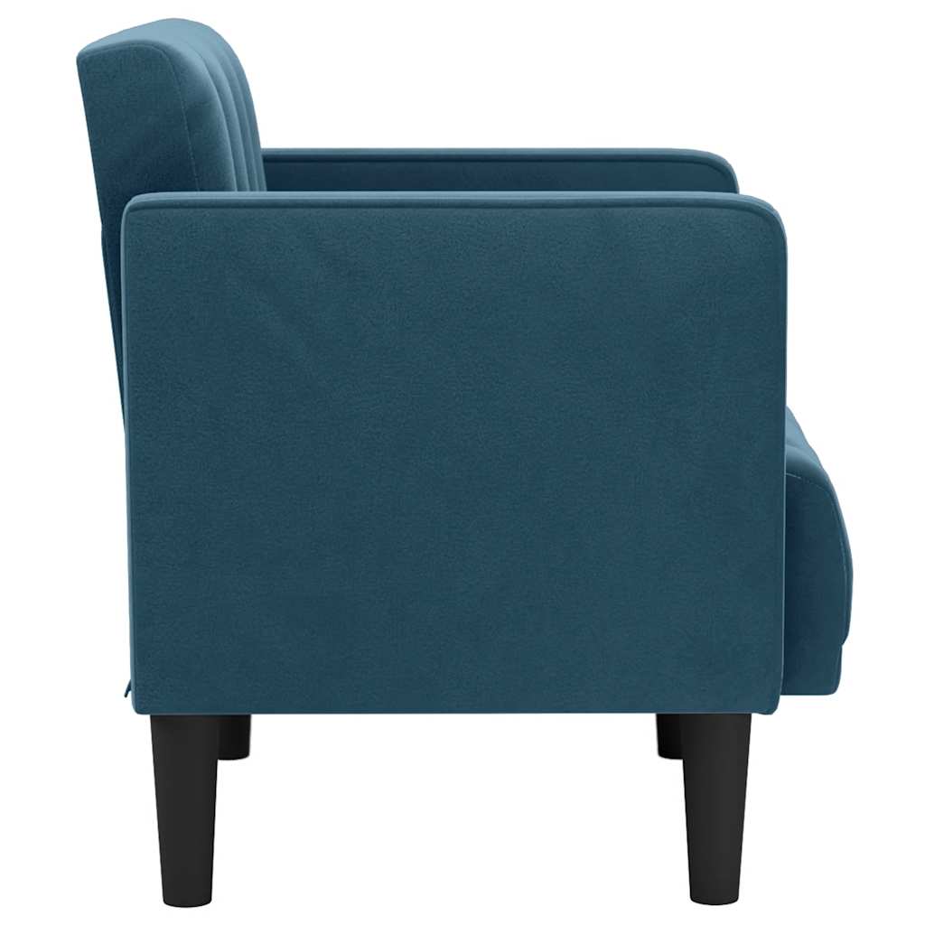 sofastol med armlæn 53 cm velour blå