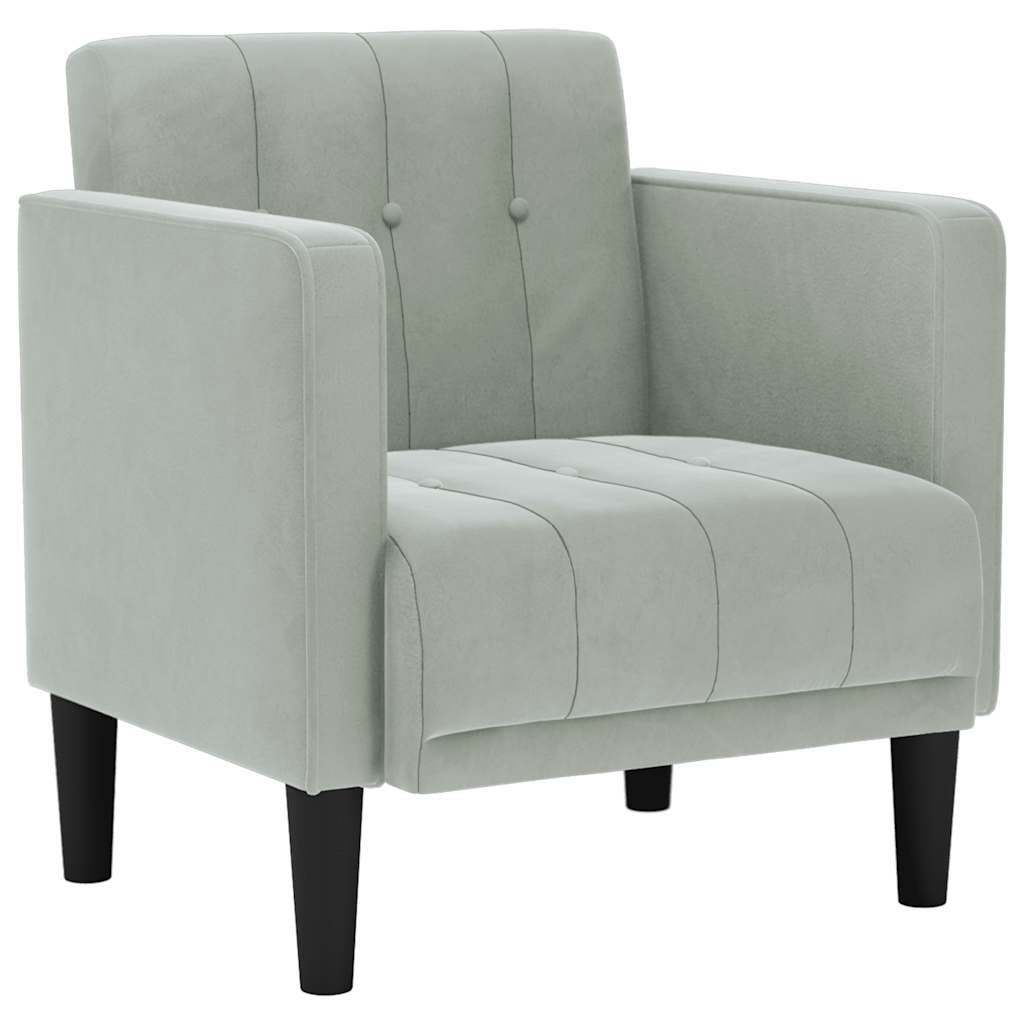 sofastol med armlæn 53 cm fløjl lysegrå