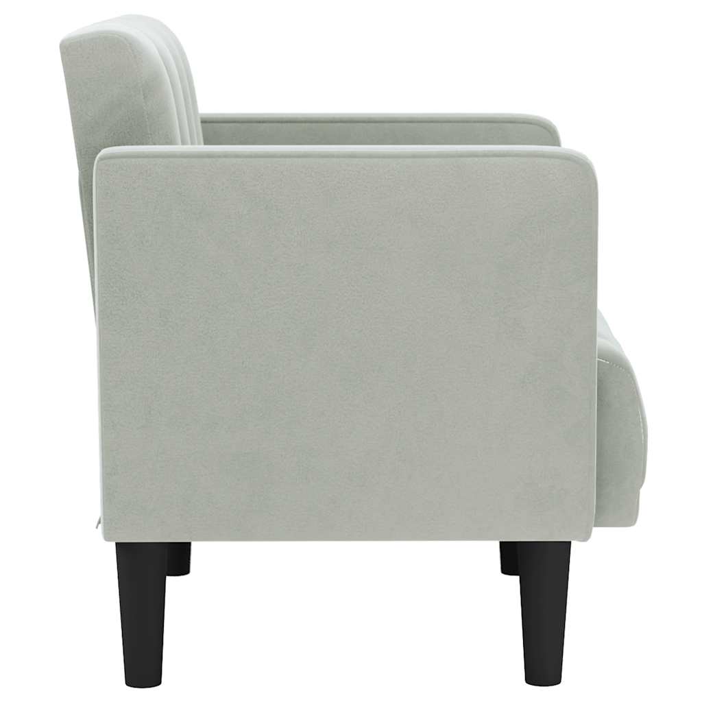 sofastol med armlæn 53 cm fløjl lysegrå
