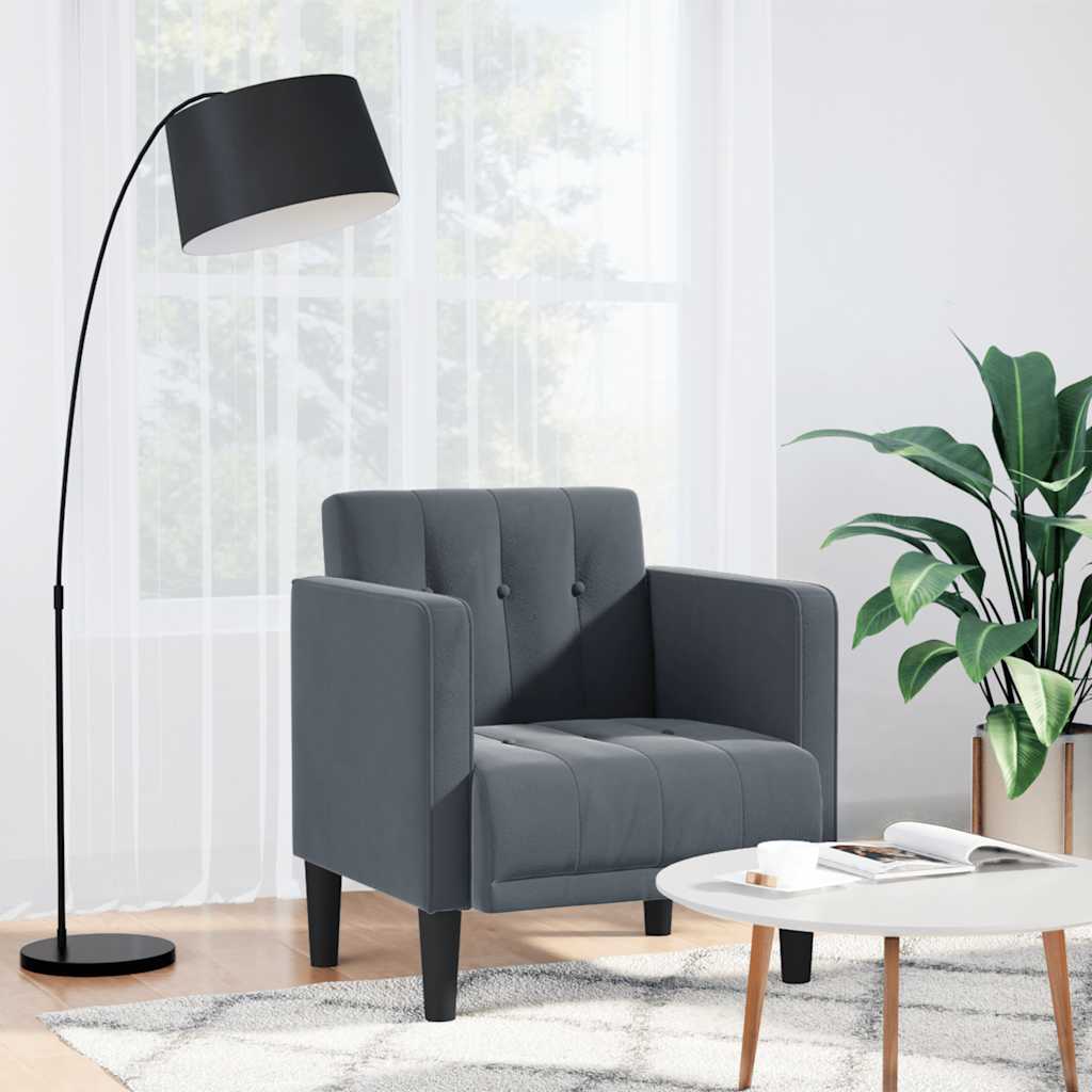 sofastol med armlæn 53 cm fløjl mørkegrå