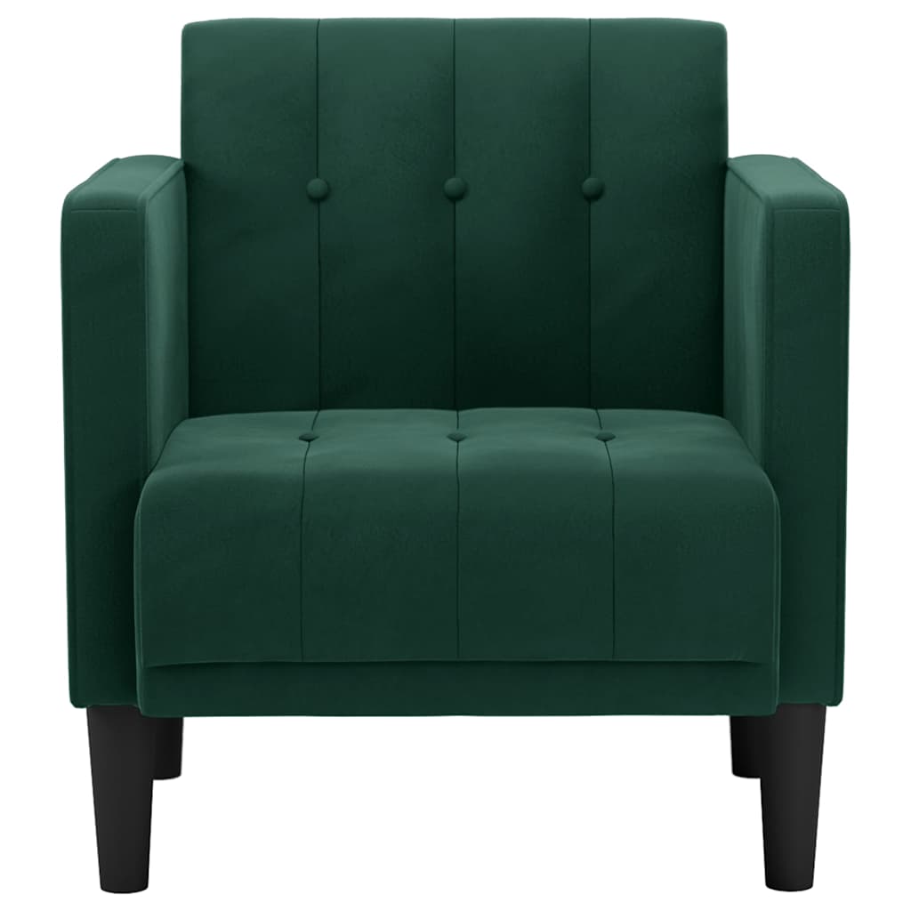 sofastol med armlæn 53 cm fløjl mørkegrøn