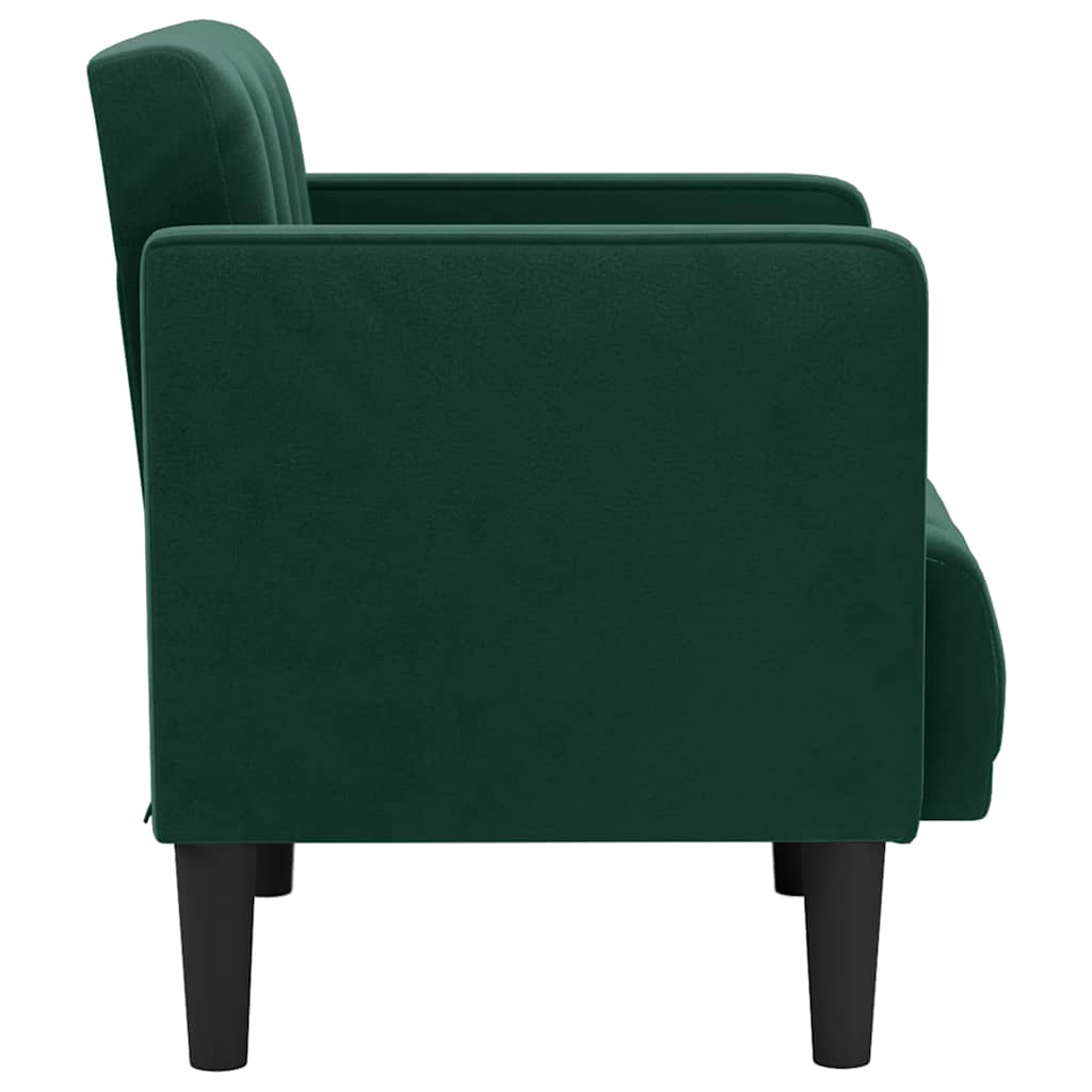 sofastol med armlæn 53 cm fløjl mørkegrøn