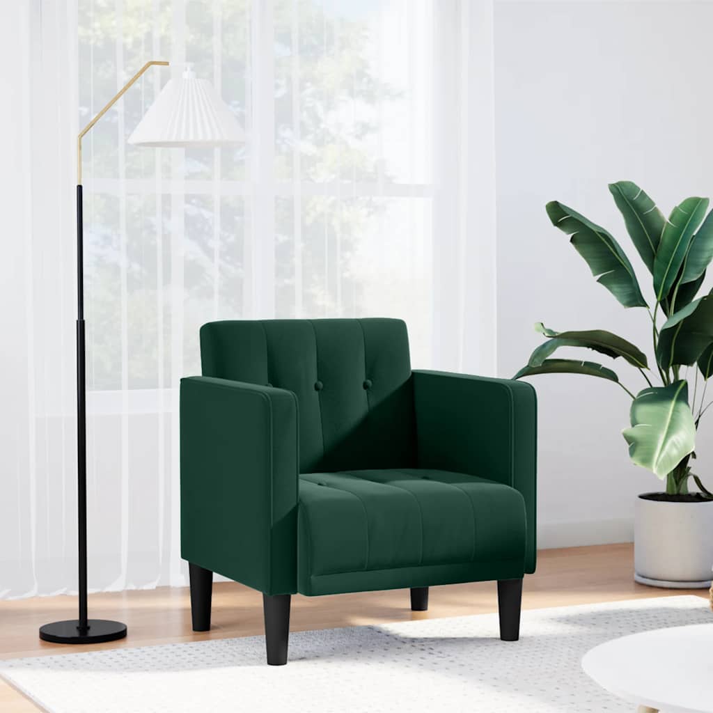 sofastol med armlæn 53 cm fløjl mørkegrøn
