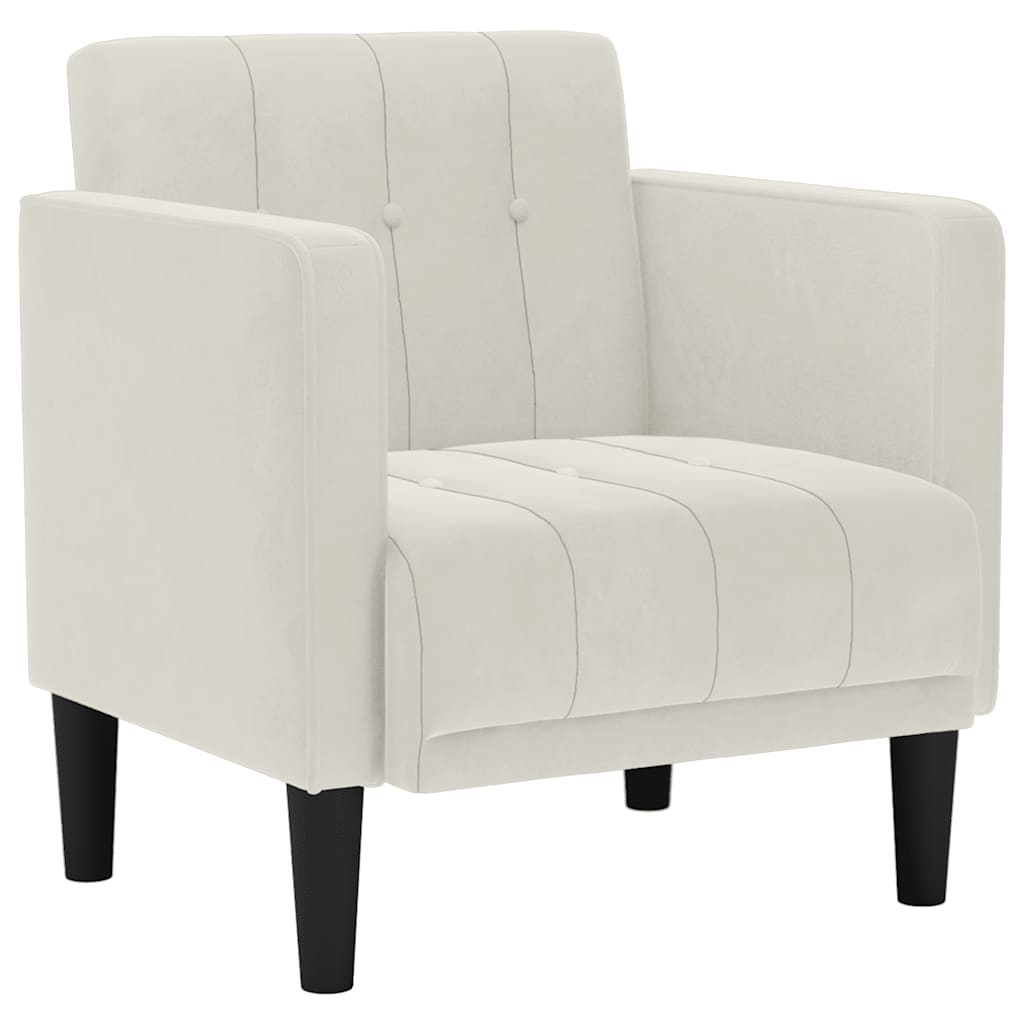 sofastol med armlæn 53 cm fløjl cremefarvet