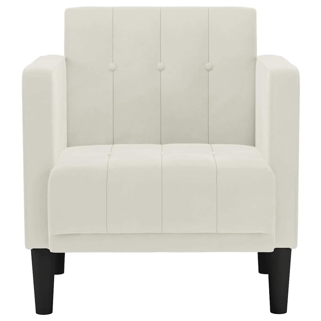 sofastol med armlæn 53 cm fløjl cremefarvet