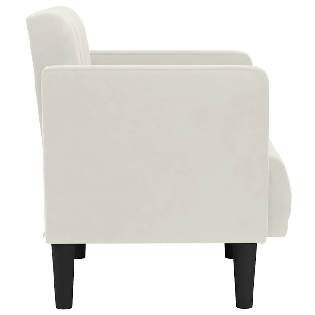 sofastol med armlæn 53 cm fløjl cremefarvet