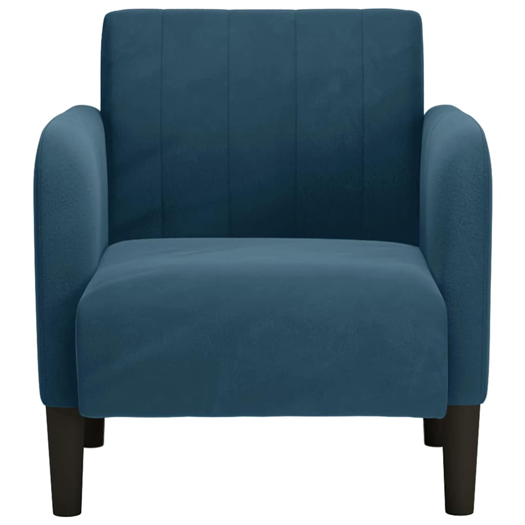 sofastol med armlæn 54 cm fløjl blå