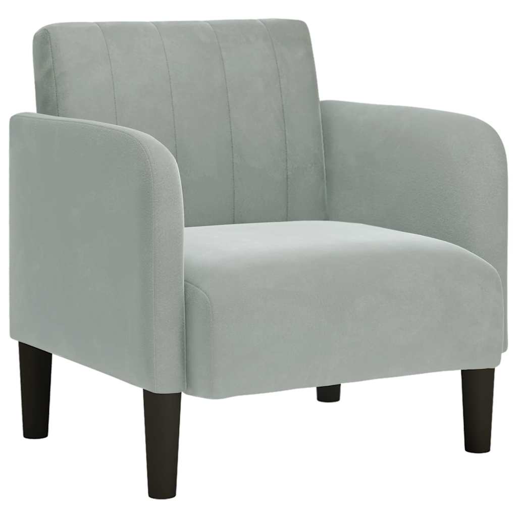 sofastol med armlæn 54 cm fløjl lysegrå