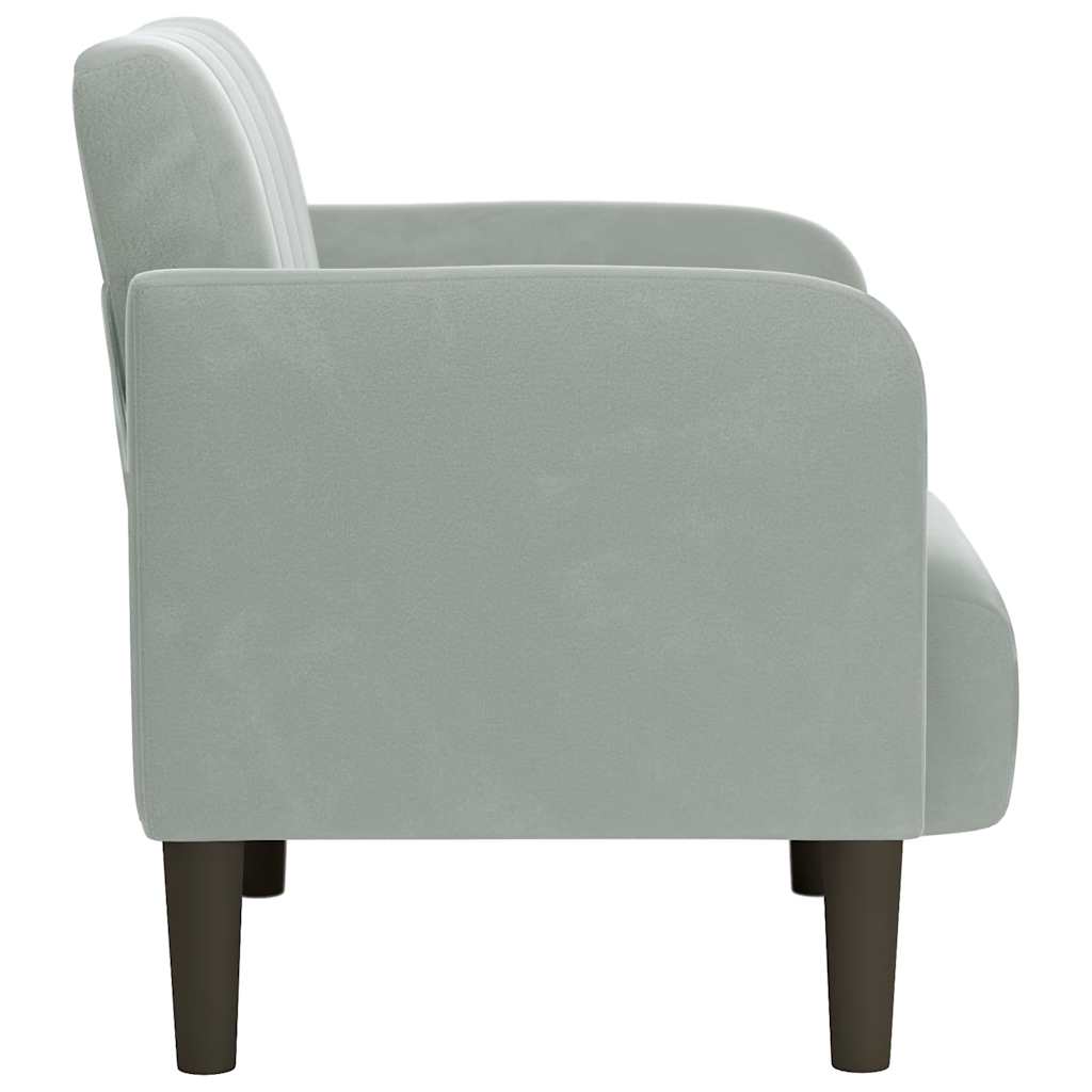 sofastol med armlæn 54 cm fløjl lysegrå