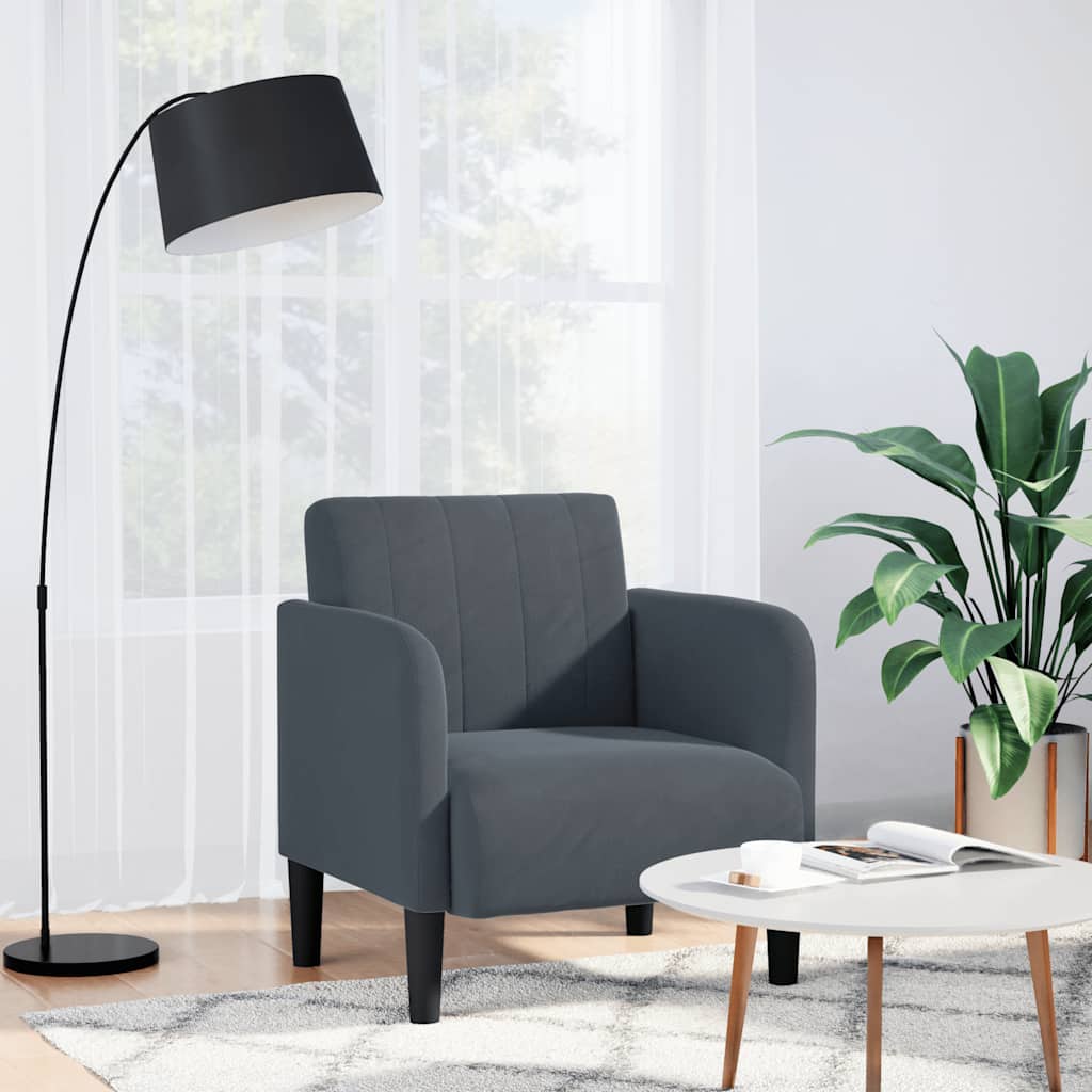 sofastol med armlæn 54 cm fløjl mørkegrå