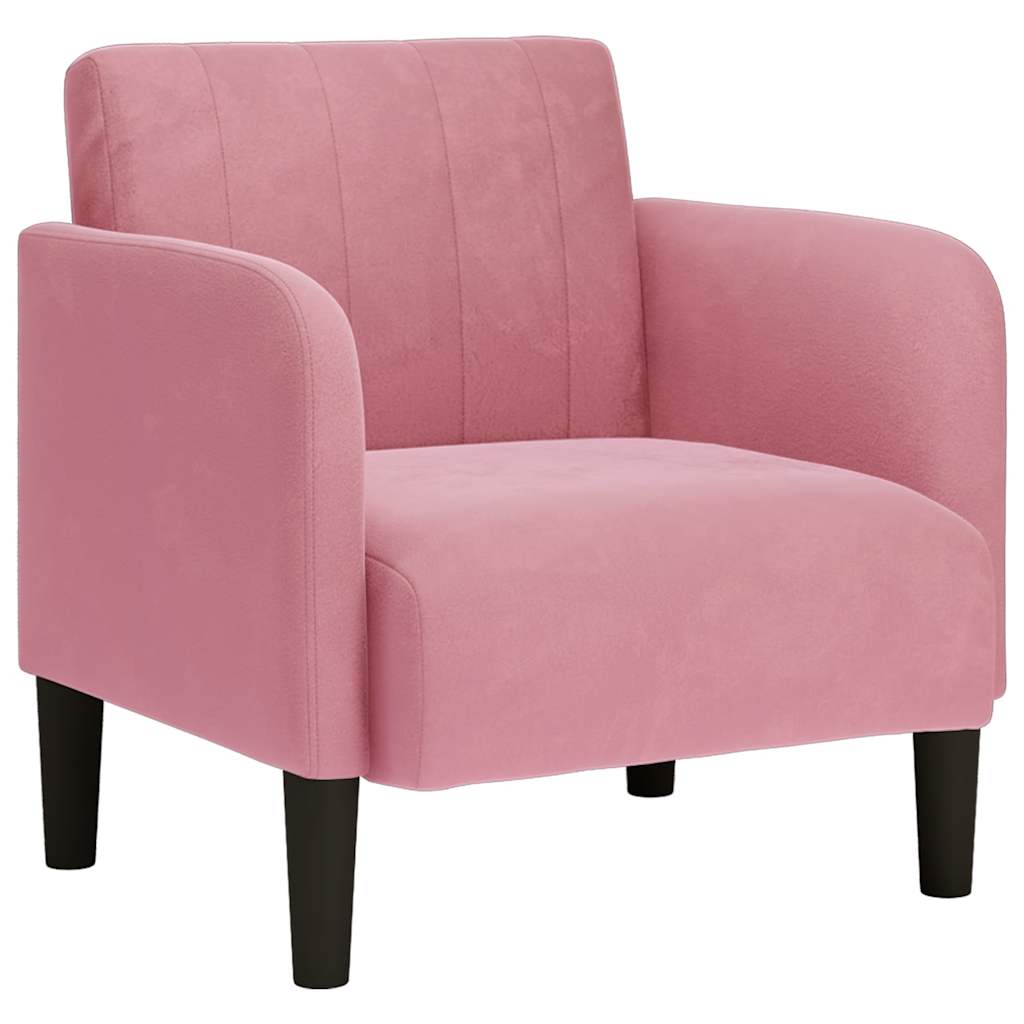 sofastol med armlæn 54 cm fløjl lyserød