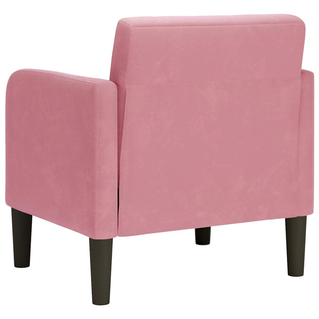 sofastol med armlæn 54 cm fløjl lyserød