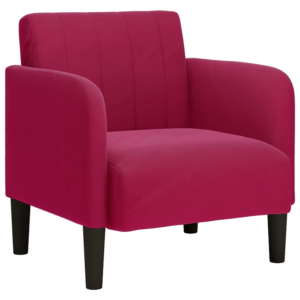 sofastol med armlæn 54 cm fløjl vinrød