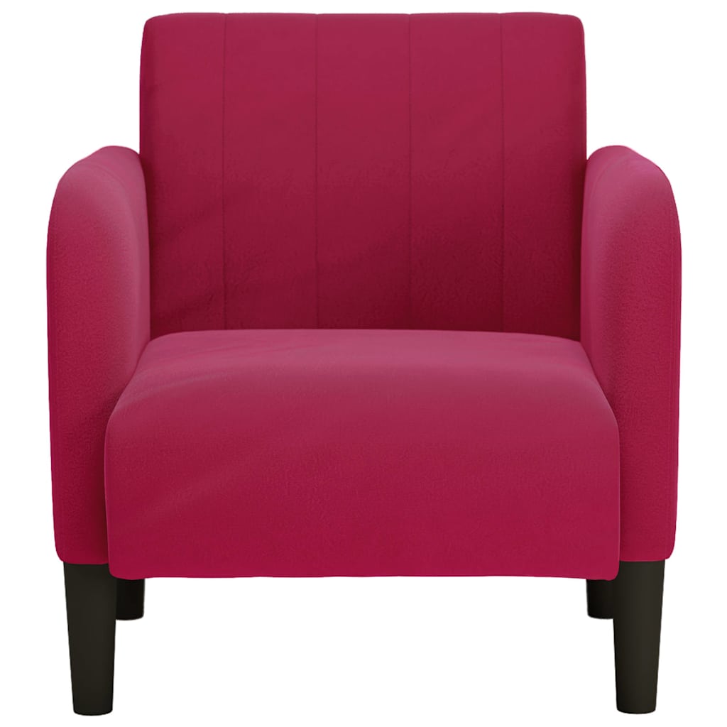 sofastol med armlæn 54 cm fløjl vinrød