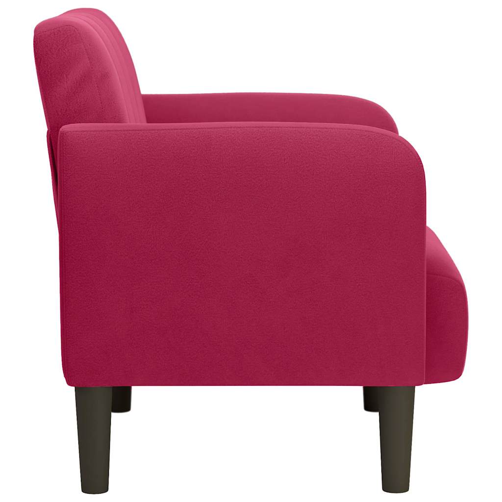 sofastol med armlæn 54 cm fløjl vinrød