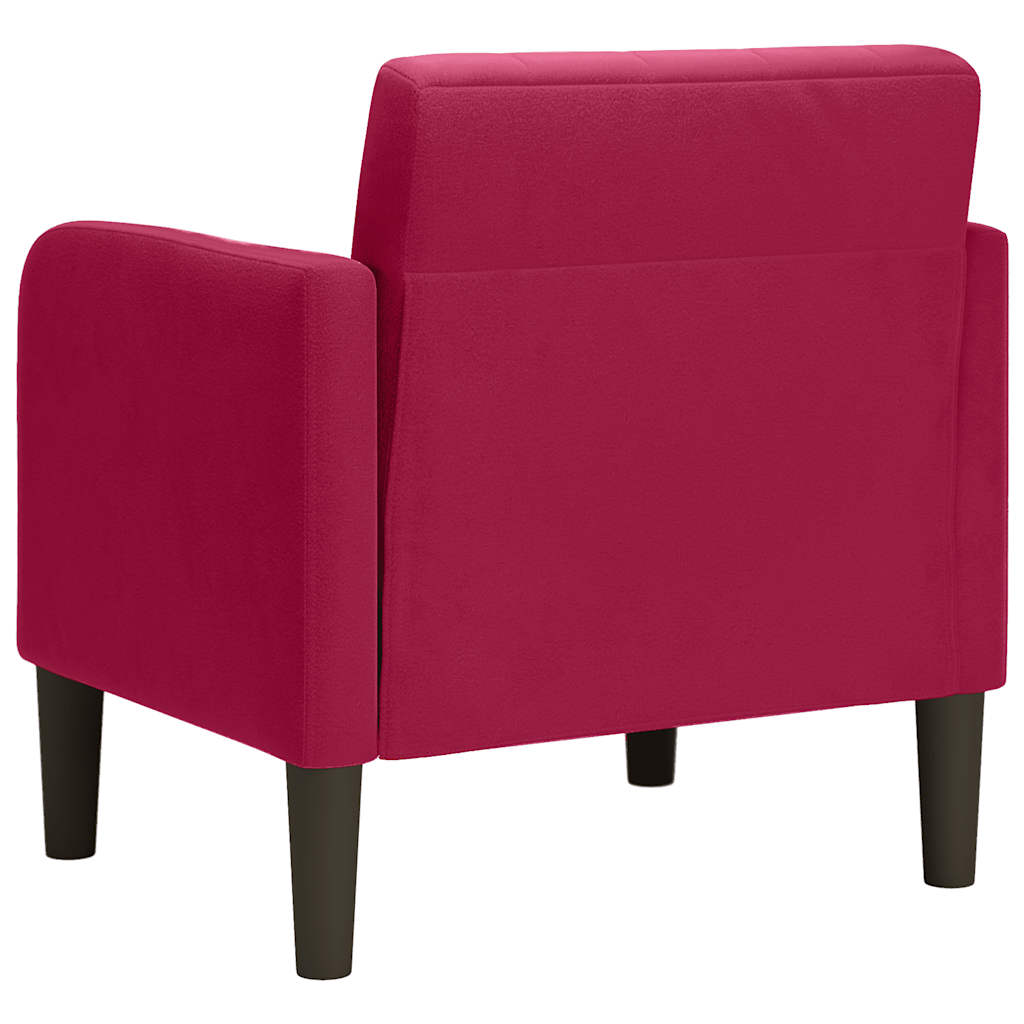 sofastol med armlæn 54 cm fløjl vinrød