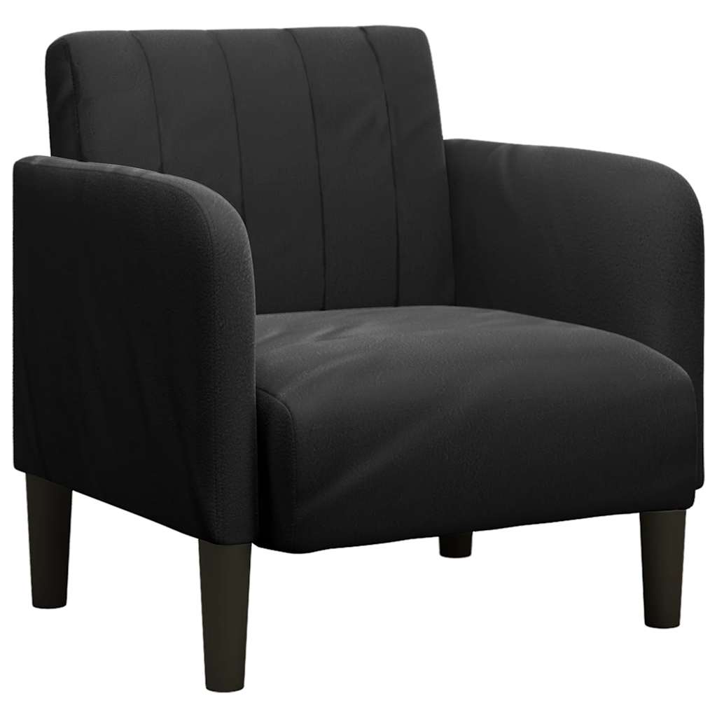 sofastol med armlæn 54 cm fløjl sort