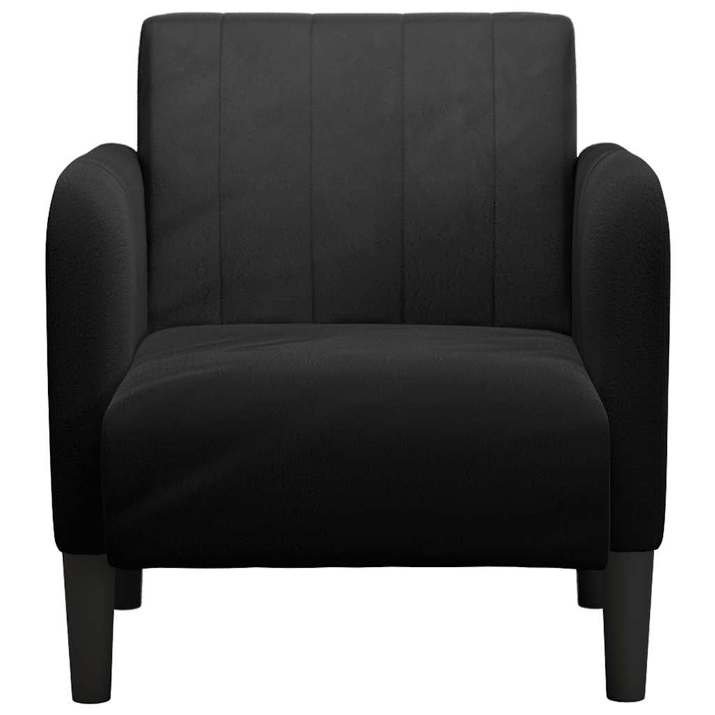 sofastol med armlæn 54 cm fløjl sort