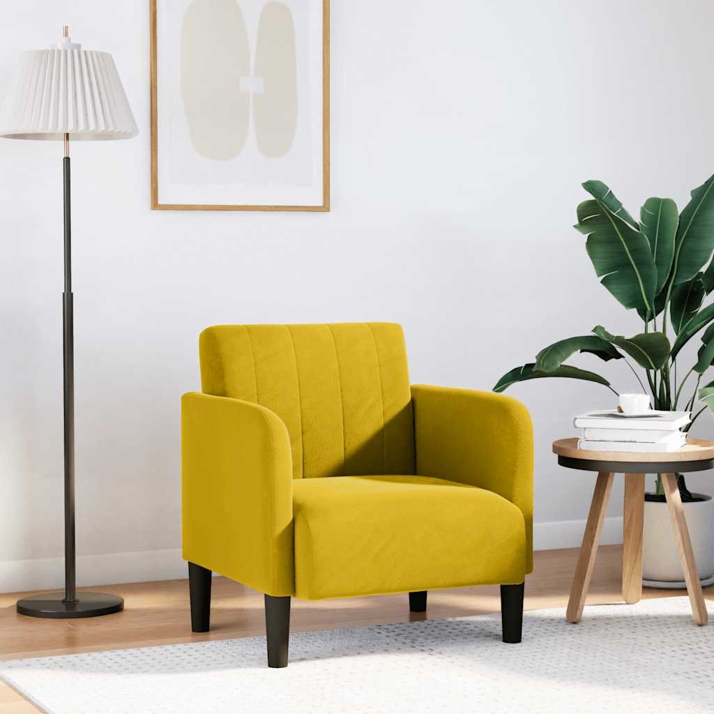 sofastol med armlæn 54 cm fløjl gul