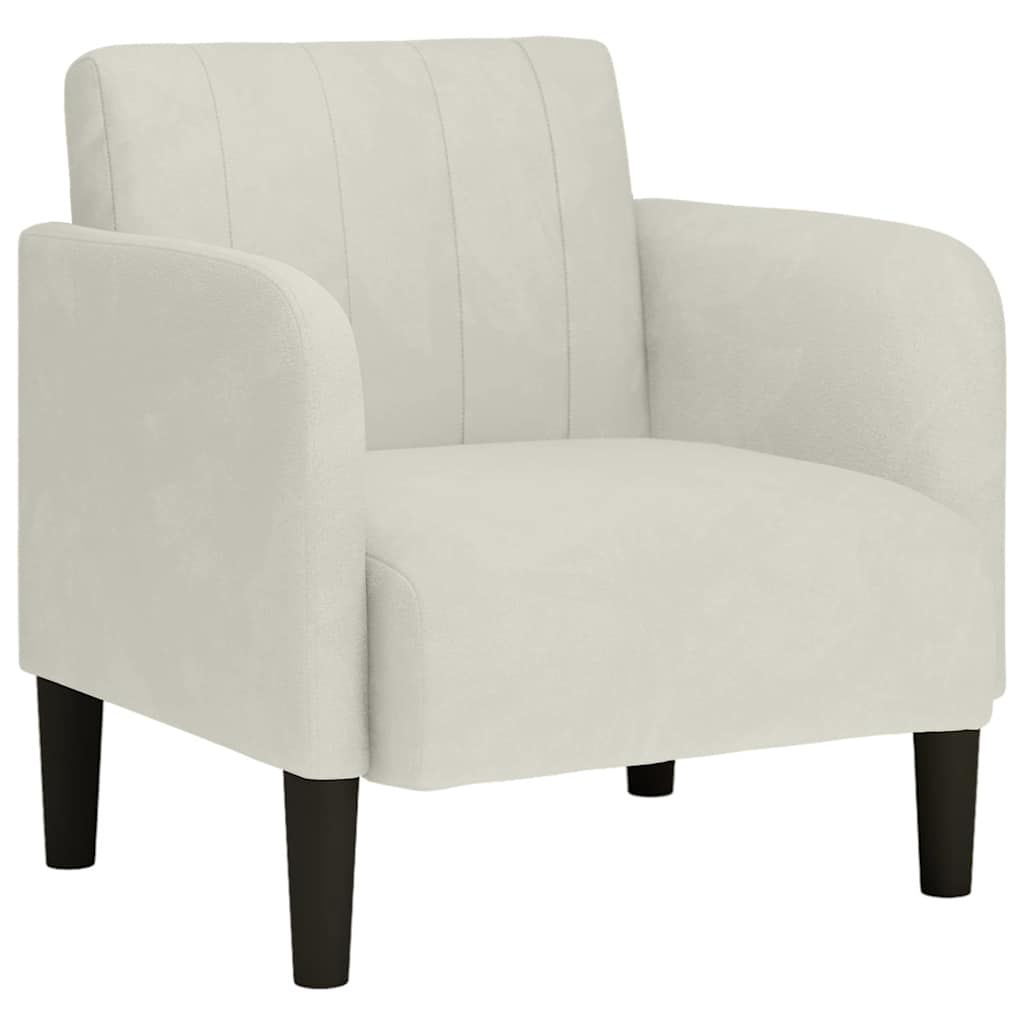 sofastol med armlæn 54 cm fløjl cremefarvet