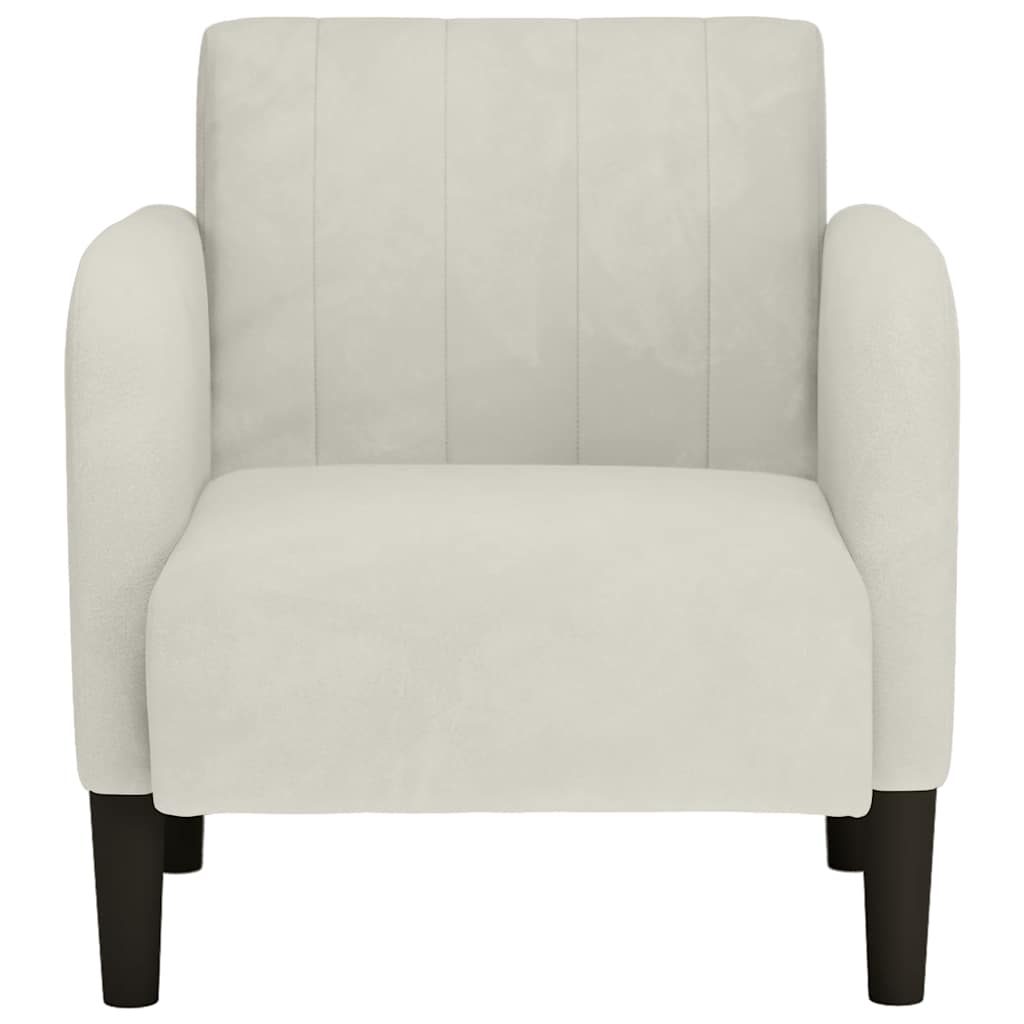 sofastol med armlæn 54 cm fløjl cremefarvet