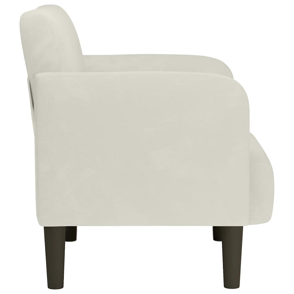 sofastol med armlæn 54 cm fløjl cremefarvet