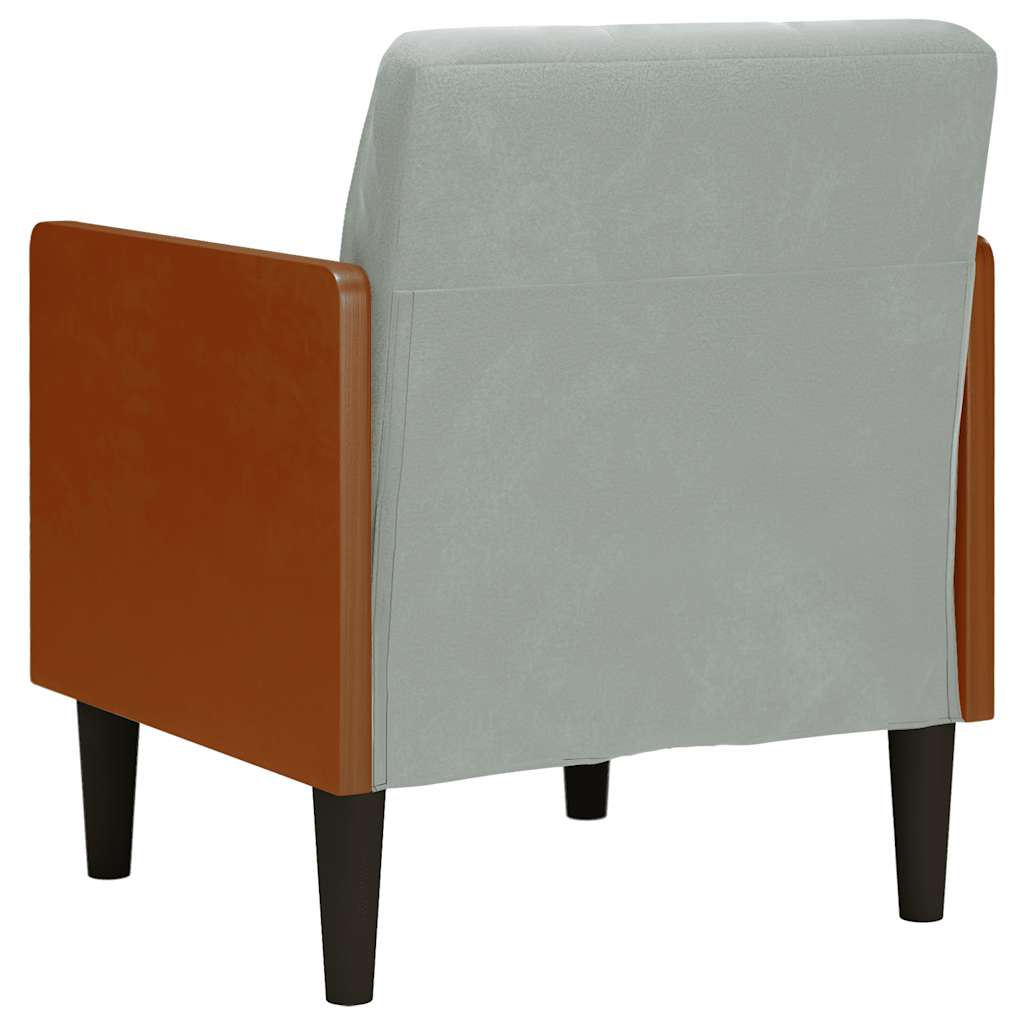 sofastol med armlæn 55 cm fløjl lysegrå