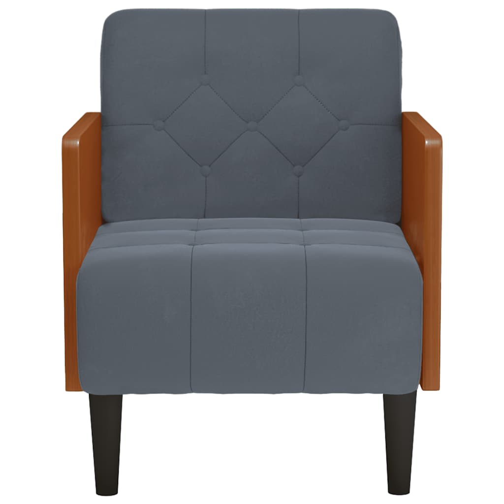sofastol med armlæn 55 cm fløjl mørkegrå