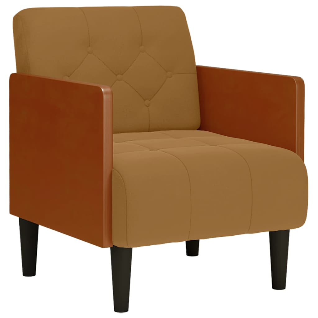 sofastol med armlæn 55 cm fløjl brun