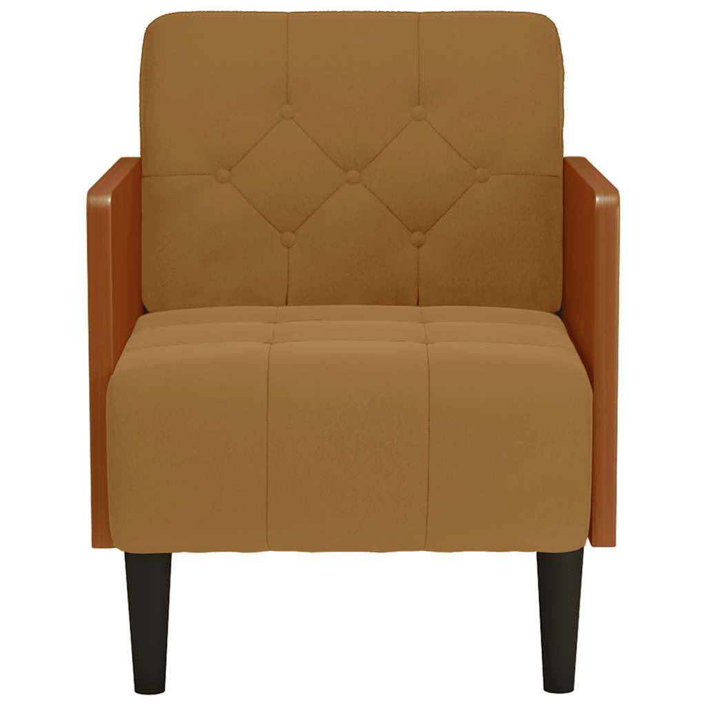sofastol med armlæn 55 cm fløjl brun