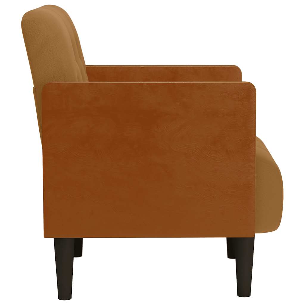 sofastol med armlæn 55 cm fløjl brun