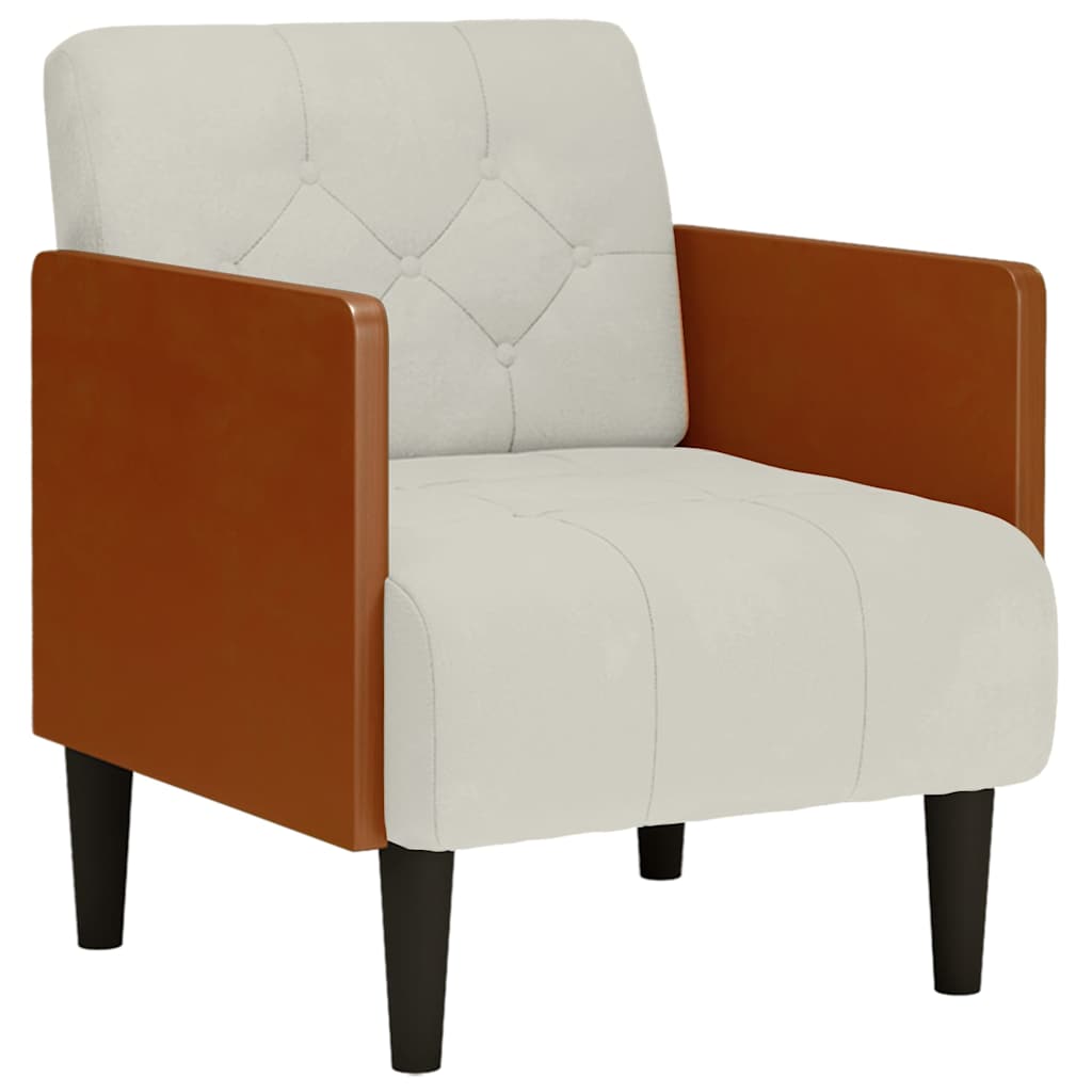 sofastol med armlæn 55 cm fløjl cremefarvet