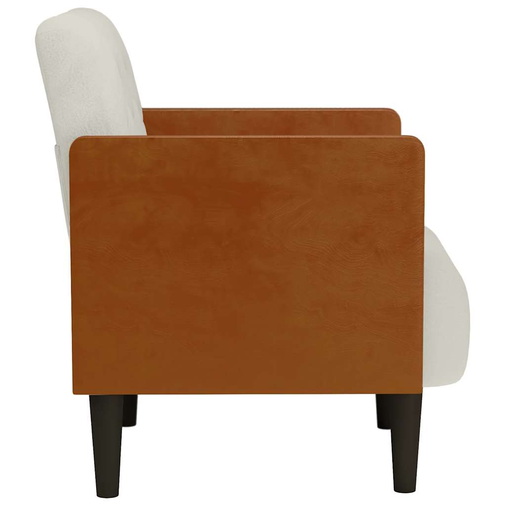 sofastol med armlæn 55 cm fløjl cremefarvet