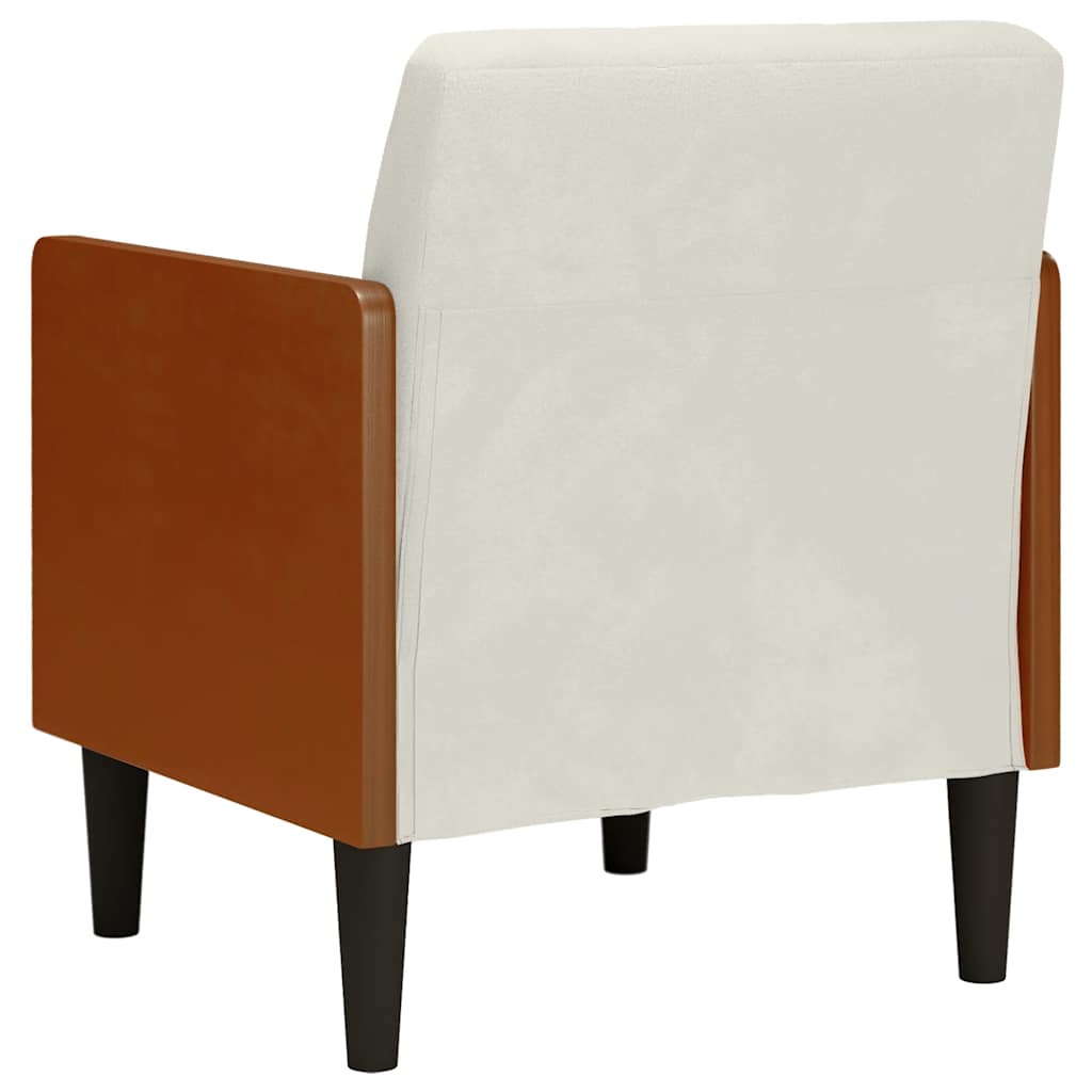 sofastol med armlæn 55 cm fløjl cremefarvet