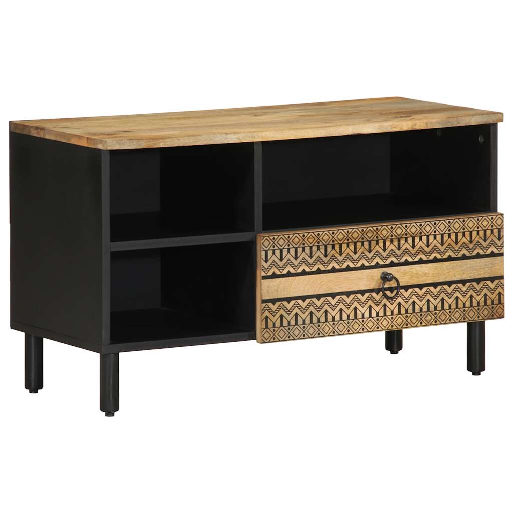 tv-bord 80x33,5x46 cm massivt ru mangotræ sort
