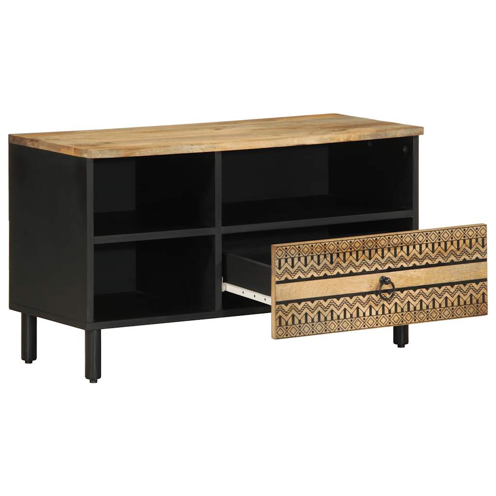 tv-bord 80x33,5x46 cm massivt ru mangotræ sort