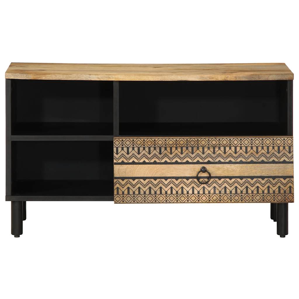 tv-bord 80x33,5x46 cm massivt ru mangotræ sort