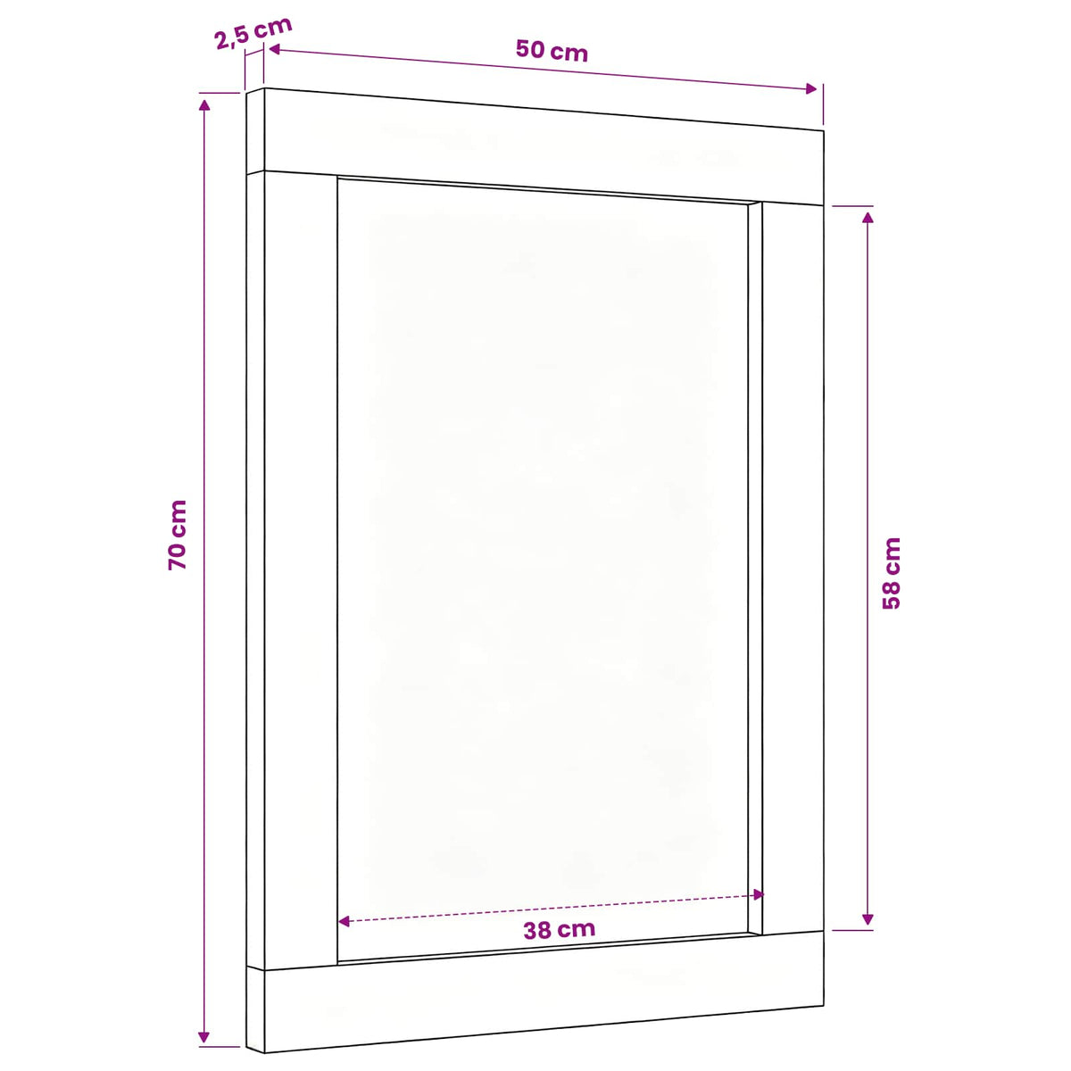 Spejl Flerfarvet 70 x 50 x 3 cm Glas