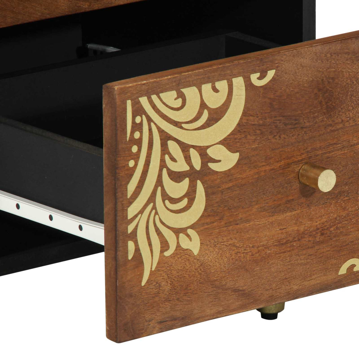 Sideboard med skuffe Brun 40 x 33 x 75 cm Massivt mangotræ