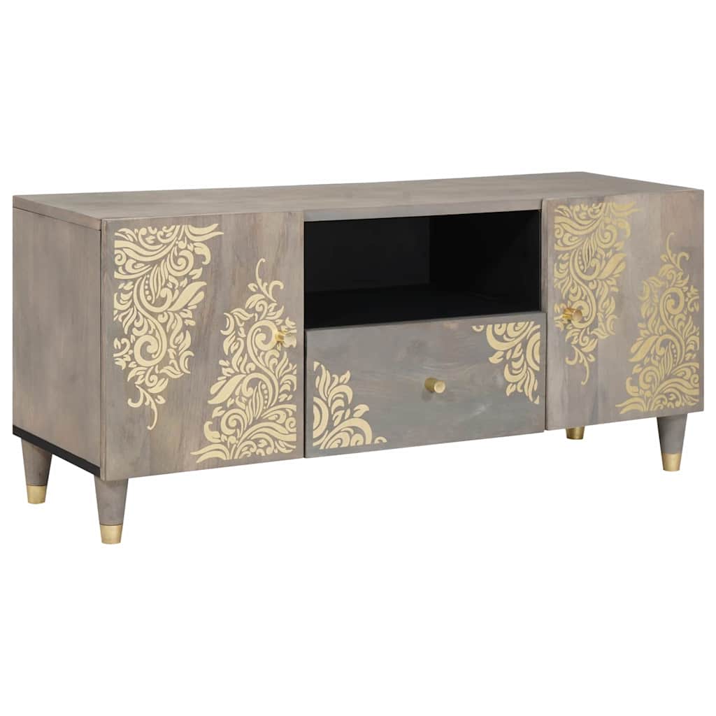 TV-skab med skuffe Grå 105 x 33 x 46 cm Massivt mangotræ
