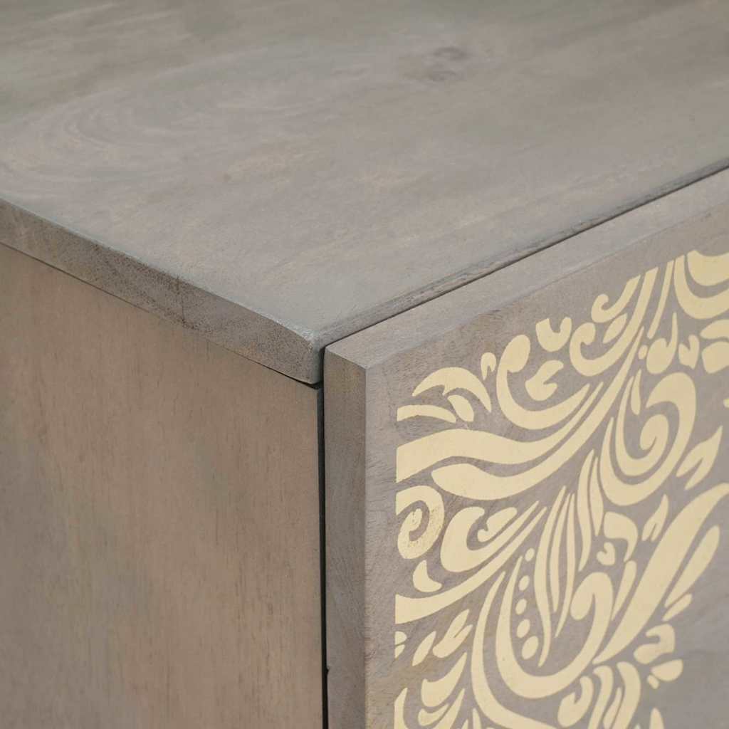 Sideboard Grå og Guld 40 x 33 x 75 cm Massivt mangotræ